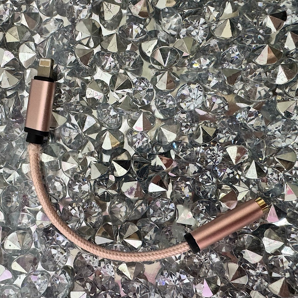 iPhone cord with audio jack adapter rose gold pink cable mini braided cords